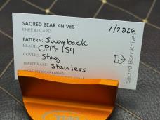 SACRED BEAR "TORY UTT" CUSTOM STAG SWAY BACK CPM 154 KNIFE