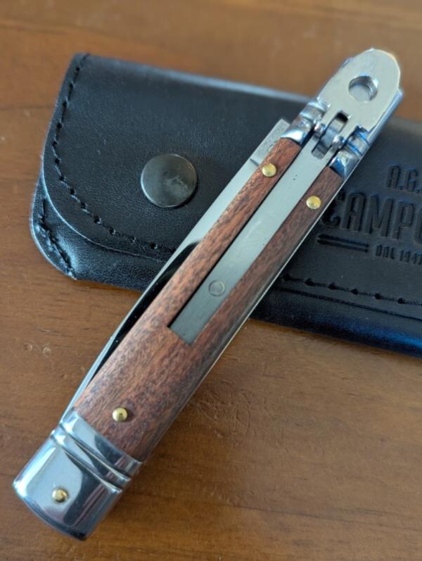 AKC Slimline Leverlock 20cm - 8” Rosewood Switchblade... Super snappy! 
