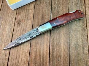 AG Russell Model 340 Lockback San Mai Damascus Blade 1995