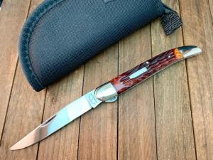 Cattaraugus Cutlery by A.G. Russell FH-1 Arkansas Toothpick Bolster Lock Brown Jigged Bone Seki Ja. 