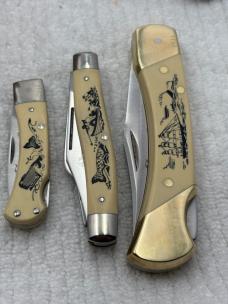 Schrade Cutlery Vintage USA 3 Piece Schrade Knife Set SC507,SC505, SC513
