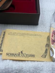 Schrade Cutlery USA Vintage Cowboy Commemorative Scrimshaw Ltd Ed NIB