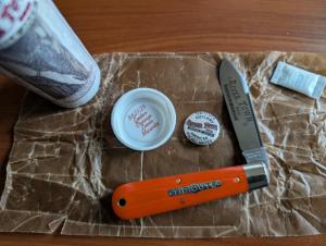 GEC Great Eastern Cutlery #86 River Town Single Jack 862125 Orange Linen Micarta