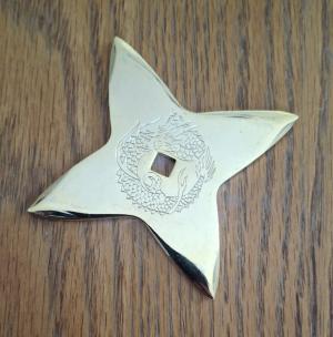 Vintage 1980's PAT. JAPAN Throwing Star 3.5" GOLD!