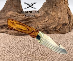 Bear MGC Hunting Knife USA Gut Hook Wood Handle Skinner Leather Sheath C04
