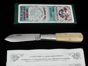 New York Knife Co Sawcut Natural Bone Barlow Knife by Cooper Cutlery 1506NSC USA Made 