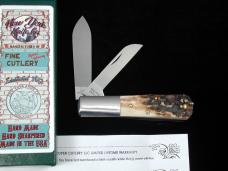 New York Knife Co Genuine Stag Barlow Knife by Cooper Cutlery 2506 S USA Made Integral Bolsters