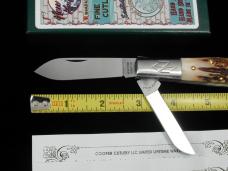 New York Knife Co Genuine Stag Barlow Knife by Cooper Cutlery 2506 S USA Made Integral Bolsters