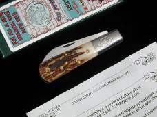 New York Knife Co Genuine Stag Barlow Knife by Cooper Cutlery 2506 S USA Made Integral Bolsters