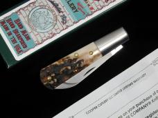 New York Knife Co Genuine Stag Barlow Knife by Cooper Cutlery 2506 S USA Made Integral Bolsters