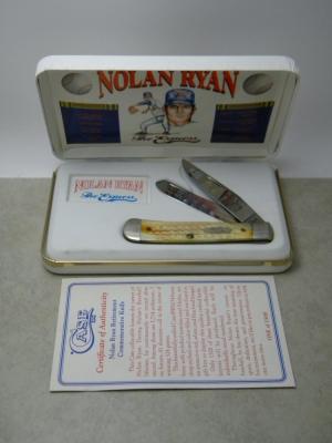 Case XX USA 7 Dot (1993) Burnt White Bone BW6254 Nolan Ryan "The Express" Trapper Knife NIB