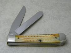 Case XX USA 7 Dot (1993) Burnt White Bone BW6254 Nolan Ryan "The Express" Trapper Knife NIB