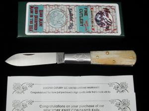 New York Knife Co Sawcut Natural Bone Barlow Knife by Cooper Cutlery 1506NSC USA Made 