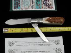New York Knife Co Genuine Stag Barlow Knife by Cooper Cutlery 2506 S USA Made Integral Bolsters