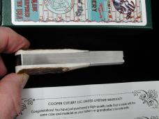New York Knife Co Genuine Stag Barlow Knife by Cooper Cutlery 2506 S USA Made Integral Bolsters