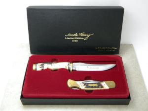 Schrade USA 153UH & LB7 Uncle Henry Limited Edition Gold Rush Knife & Sheath Set in Box c.1980