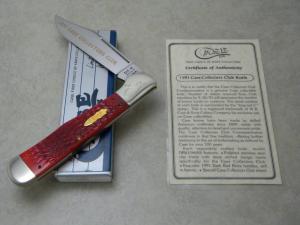 Case XX USA 1991 Dark Red Bone DR61066 SS Case Collector's Club Coke Bottle Folding Hunter Knife NIB
