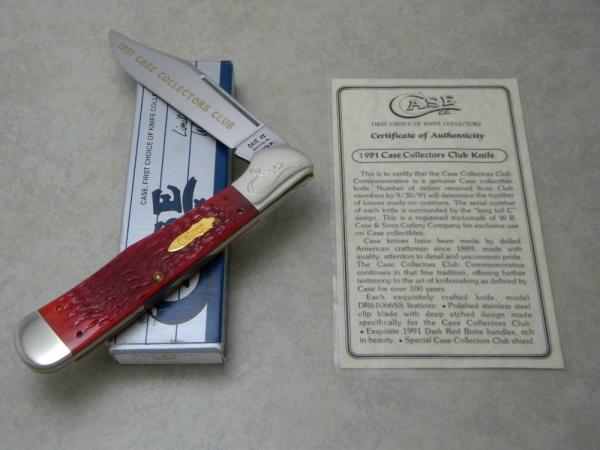 Case XX USA 1991 Dark Red Bone DR61066 SS Case Collector's Club Coke Bottle Folding Hunter Knife NIB Case XX USA 1991 Dark Red Bone DR61066 SS Case Collector's Club Coke Bottle Folding Hunter Knife NIB