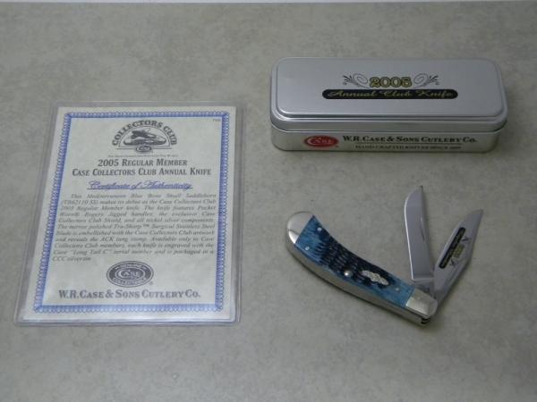 Case XX USA 2005 Mediterranean Blue Bone TB62110 SS ACK Case Collector's Club Saddlehorn Knife NIB Case XX USA 2005 Mediterranean Blue Bone TB62110 SS ACK Case Collector's Club Saddlehorn Knife NIB