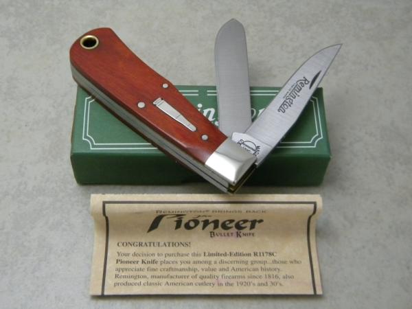 Remington UMC USA 2003 R1178C Cocobola Wood The Pioneer Bullet Tapper Knife in Box Remington UMC USA 2003 R1178C Cocobola Wood The Pioneer Bullet Tapper Knife in Box