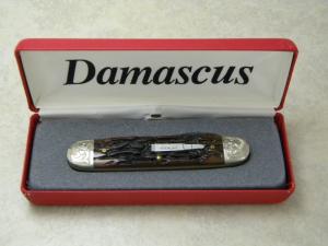 Remington USA Bone R-4353-D 2000 Damascus Silver Bullet Muskrat Knife NIB