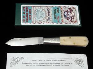 New York Knife Co Sawcut Natural Bone Barlow Knife by Cooper Cutlery 1506NSC USA Made NMIB