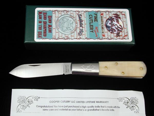 New York Knife Co Sawcut Natural Bone Barlow Knife by Cooper Cutlery 1506NSC USA Made NMIB New York Knife Co Sawcut Natural Bone Barlow Knife by Cooper Cutlery 1506NSC USA Made NMIB
