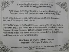New York Knife Co A+ Genuine Stag Barlow Knife by Cooper Cutlery 2506 S USA Made Integral Bolsters 