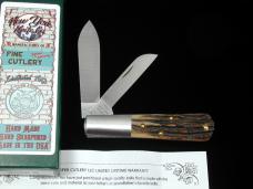 New York Knife Co A+ Genuine Stag Barlow Knife by Cooper Cutlery 2506 S USA Made Integral Bolsters 