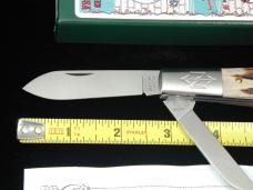 New York Knife Co A+ Genuine Stag Barlow Knife by Cooper Cutlery 2506 S USA Made Integral Bolsters 