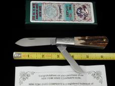 New York Knife Co A+ Genuine Stag Barlow Knife by Cooper Cutlery 2506 S USA Made Integral Bolsters 