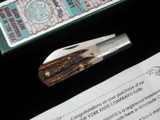New York Knife Co A+ Genuine Stag Barlow Knife by Cooper Cutlery 2506 S USA Made Integral Bolsters 