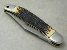Schrade + USA 227UH Uncle Henry Staglon Folding Bowie/Hunter Knife & Pouch - NIB