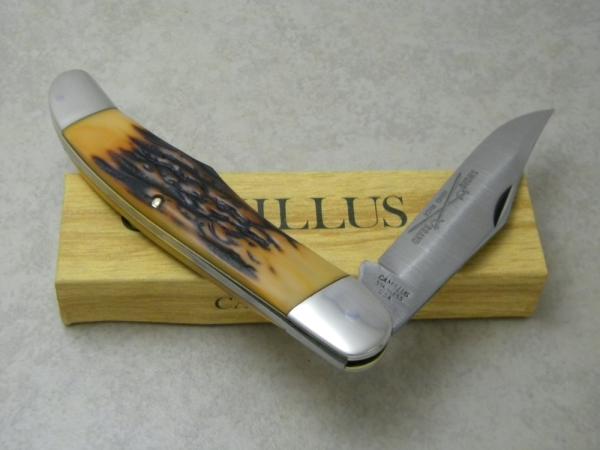 Camillus Stainless USA Sword Brand Imitation Stag #6 Folding Hunter Knife in Box