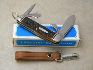 Western USA S-901 E Delrin Camp Scout Utility Knife & Leather Strap c.1981 - NIB (Blue Label)