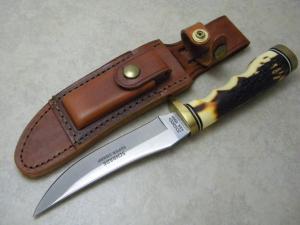 Uncle Henry Schrade + USA 153UH Staglon Super-Sharp Golden Spike Fixed Blade Sheath Knife