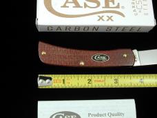 Case xx Smooth Dark Red Burlap Micarta Sod Buster Jr Knife 12273 USA Made NIB 10137CS Carbon Steel