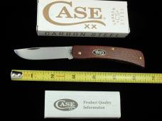 Case xx Smooth Dark Red Burlap Micarta Sod Buster Jr Knife 12273 USA Made NIB 10137CS Carbon Steel