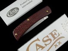 Case xx Smooth Dark Red Burlap Micarta Sod Buster Jr Knife 12273 USA Made NIB 10137CS Carbon Steel