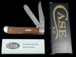 Case xx Smooth Natural Canvas Micarta Mini Trapper Knife 23695 USA Made 2022 10207 SS NMIB