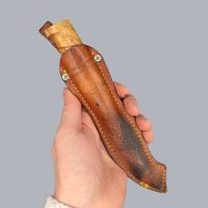 Vintage 1960s Finnish 'Visapää' Puukko Knife with Leather Sheath #8606