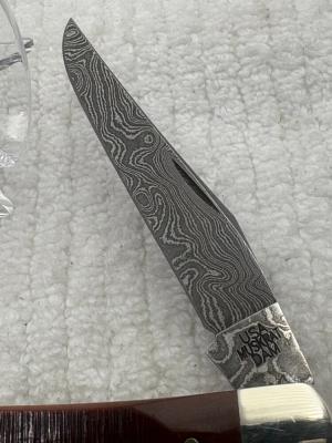 Case XX USA 4 Dot 2016 2 Blade Muskrat Pattern With Damascus Blades (84)