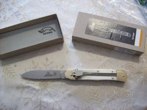 Hubertus Knife Solingen, Germany Large Size 11 White Bone Spear-Point UNUSED NIB