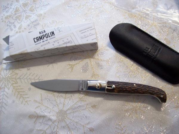 A.G.A. Campolin Pattada Scarce Italian Automatic Genuine Stag/Antler UNUSED W/Pouch & Box A.G.A. Campolin Pattada Scarce Italian Automatic Genuine Stag/Antler UNUSED W/Pouch & Box