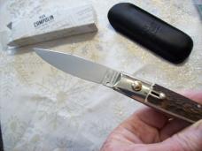 A.G.A. Campolin Pattada Scarce Italian Automatic Genuine Stag/Antler UNUSED W/Pouch & Box