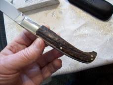 A.G.A. Campolin Pattada Scarce Italian Automatic Genuine Stag/Antler UNUSED W/Pouch & Box