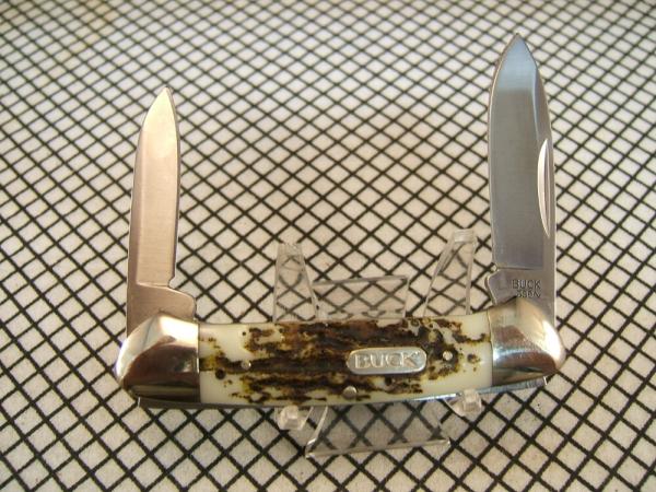 BUCK 389 CANOE ATTRACTIVE BONE STAG MINT 2000'S U.S.A. DOUBLE BLADE FOLDING POCKET KNIFE BUCK 389 CANOE ATTRACTIVE BONE STAG MINT 2000'S U.S.A. DOUBLE BLADE FOLDING POCKET KNIFE
