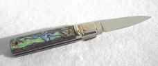 NEW A.G.A. CAMPOLIN 6" BEAUTIFUL ABALONE SCALES AUTOMATIC LEVER LOCK MANIAGO ITALY