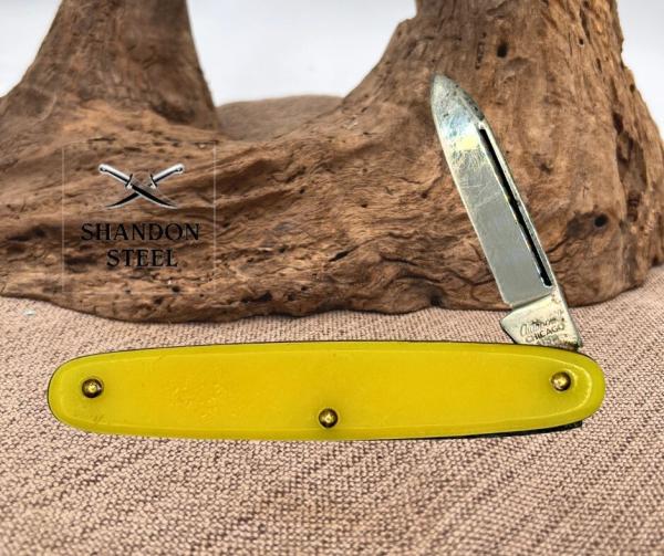 Autopoint Pen Knife Chicago USA Celluloid Handles CS Blades 3 3/8" Closed (18) Autopoint Pen Knife Chicago USA Celluloid Handles CS Blades 3 3/8" Closed (18)