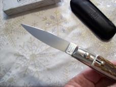 A.G.A. Campolin Pattada Scarce Italian Automatic Genuine Stag/Antler UNUSED W/Pouch & Box
